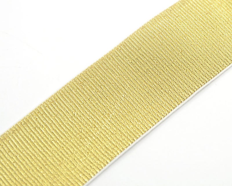 iCraft Strapcrafts 2-inch Wide by 3-Yard Soft Gold and Silver Glitter Waistband Elastic Band, Gold Glitter in White 21060 - Image 2
